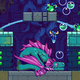 Shovel Knight prepares to decapitate a dragon.